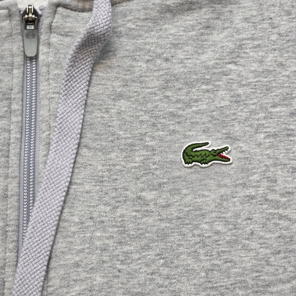 Lacoste Sport Men's XXL Full Zip Hoodie Gray Navy Blue Fleece Sweatshirt Jacket - Picture 9 of 15